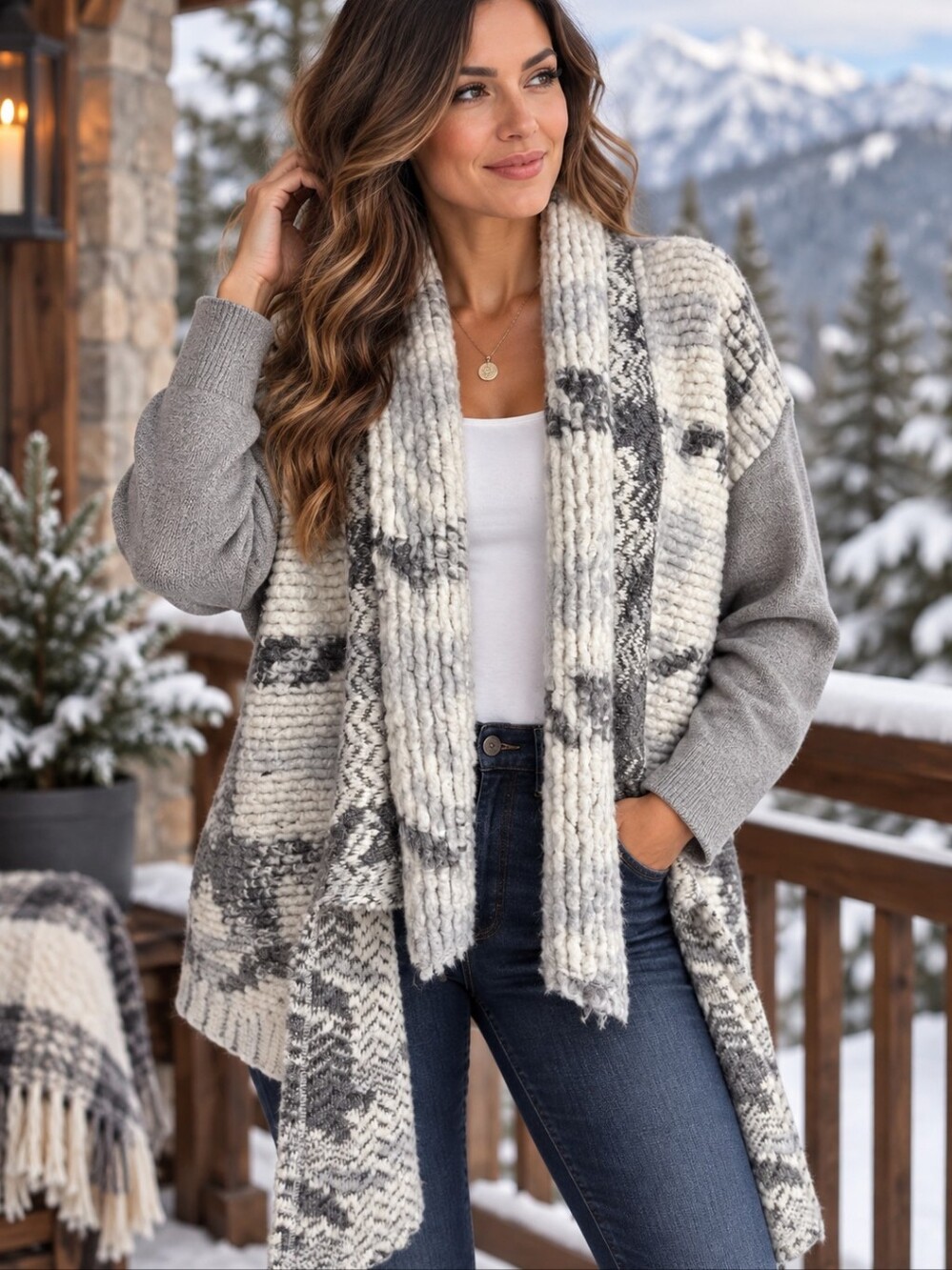Dolan Anthropologie Chunky Sweater Wool Mohair Blend Cabin Ski Boho Lagenlook LG